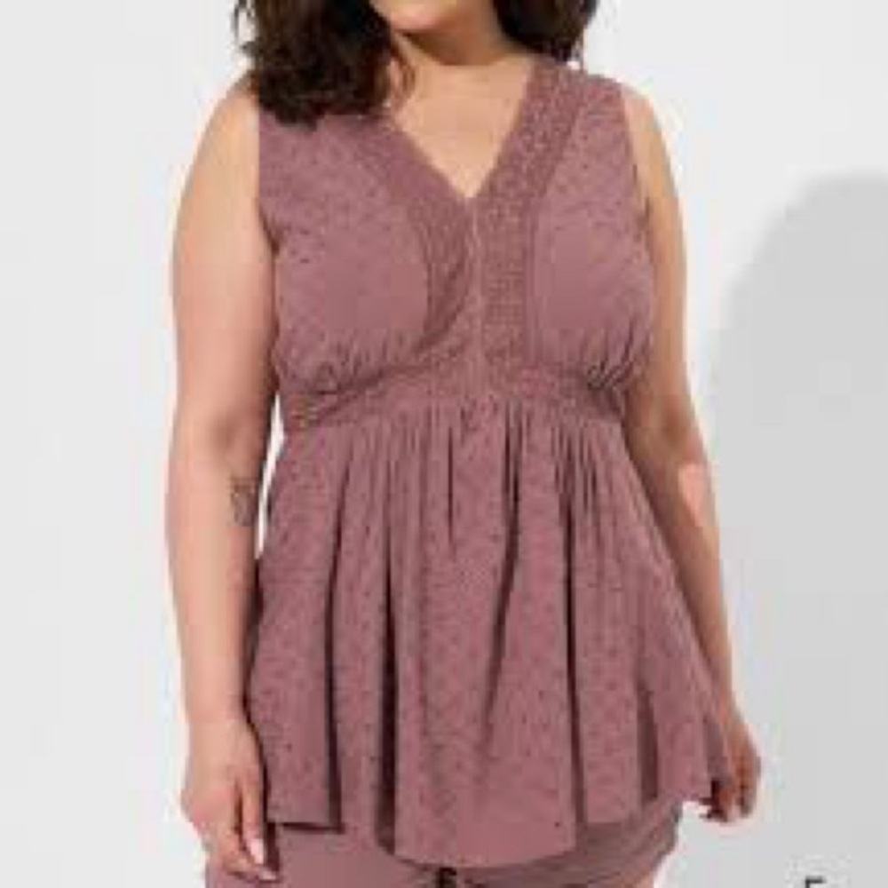 NWT Torrid Boho Eyelet Sisterhood Babydoll Sleeveless Top Blouse Lace Women’s 2X